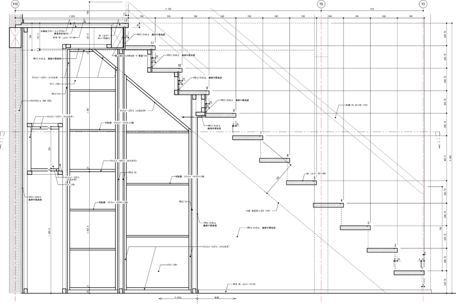 階段詳細図 断面詳細図