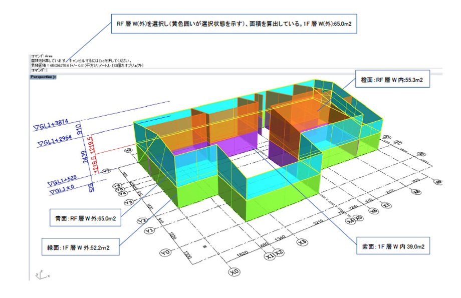 平屋住宅の耐力壁配置と構造バランスの検討図